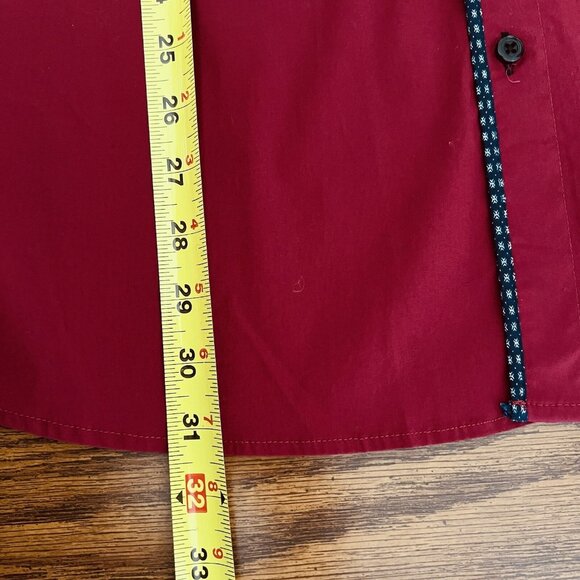 Alex Vando Men's Shirt XXL Long Sleeve Pattern Collar Cuffs Button Up Burgundy - Picture 9 of 9